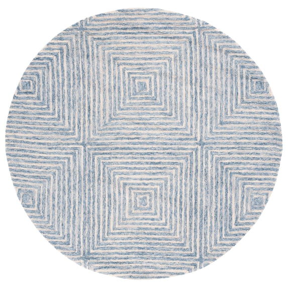 SAFAVIEH Metro Chodak Abstract Area Rug, Light Blue/Ivory, 6' x 6' Round