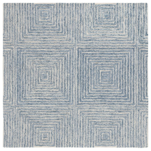 SAFAVIEH Metro Chodak Abstract Area Rug, Light Blue/Ivory, 6' x 6' Square