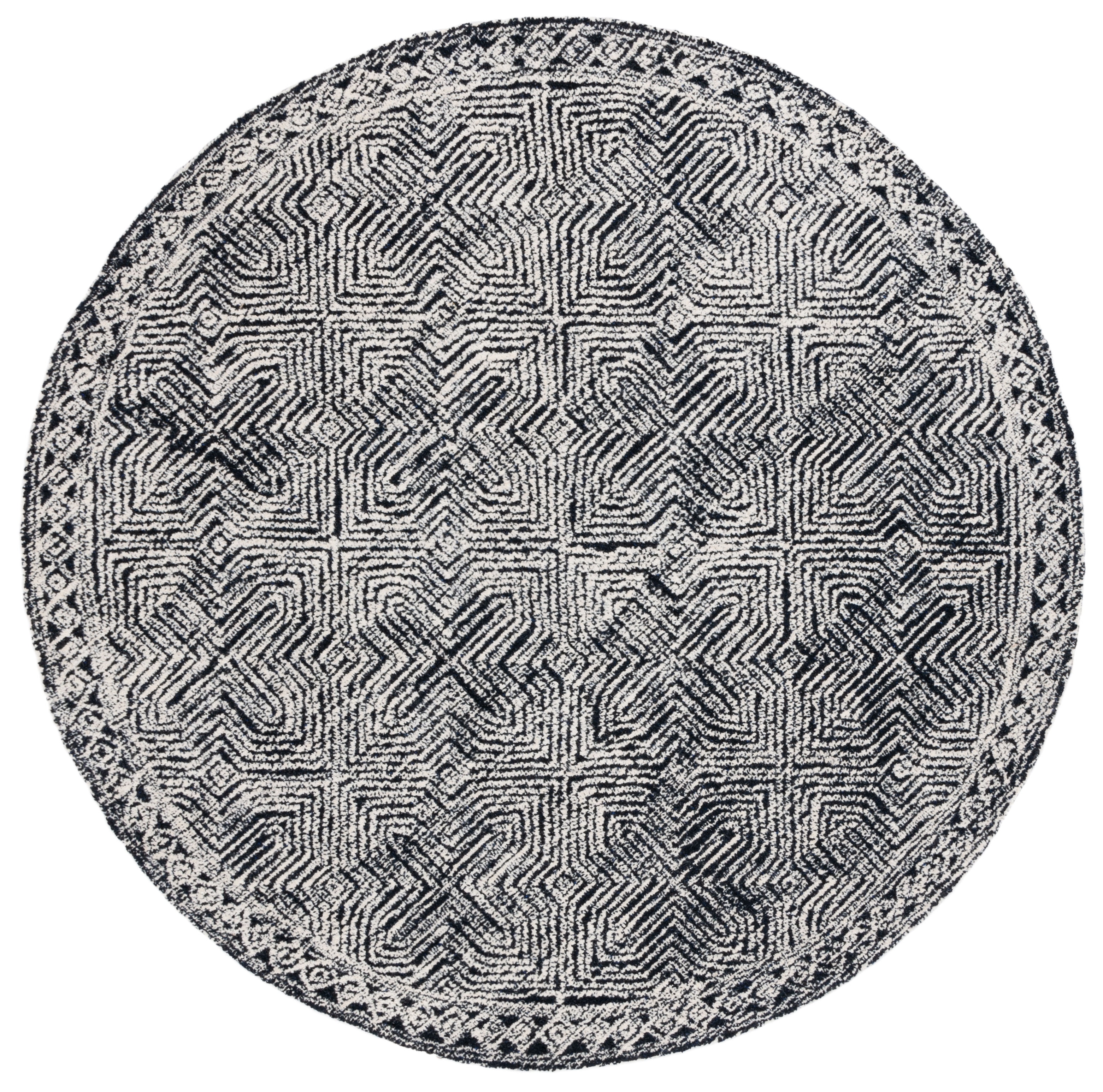 SAFAVIEH Metro Clover Geometric Area Rug, Black/Ivory, 6' x 6' Round