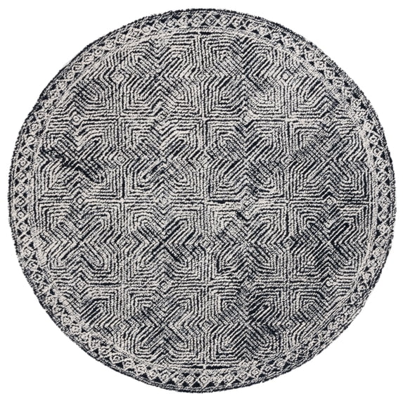 SAFAVIEH Metro Clover Geometric Area Rug, Black/Ivory, 6' x 6' Round
