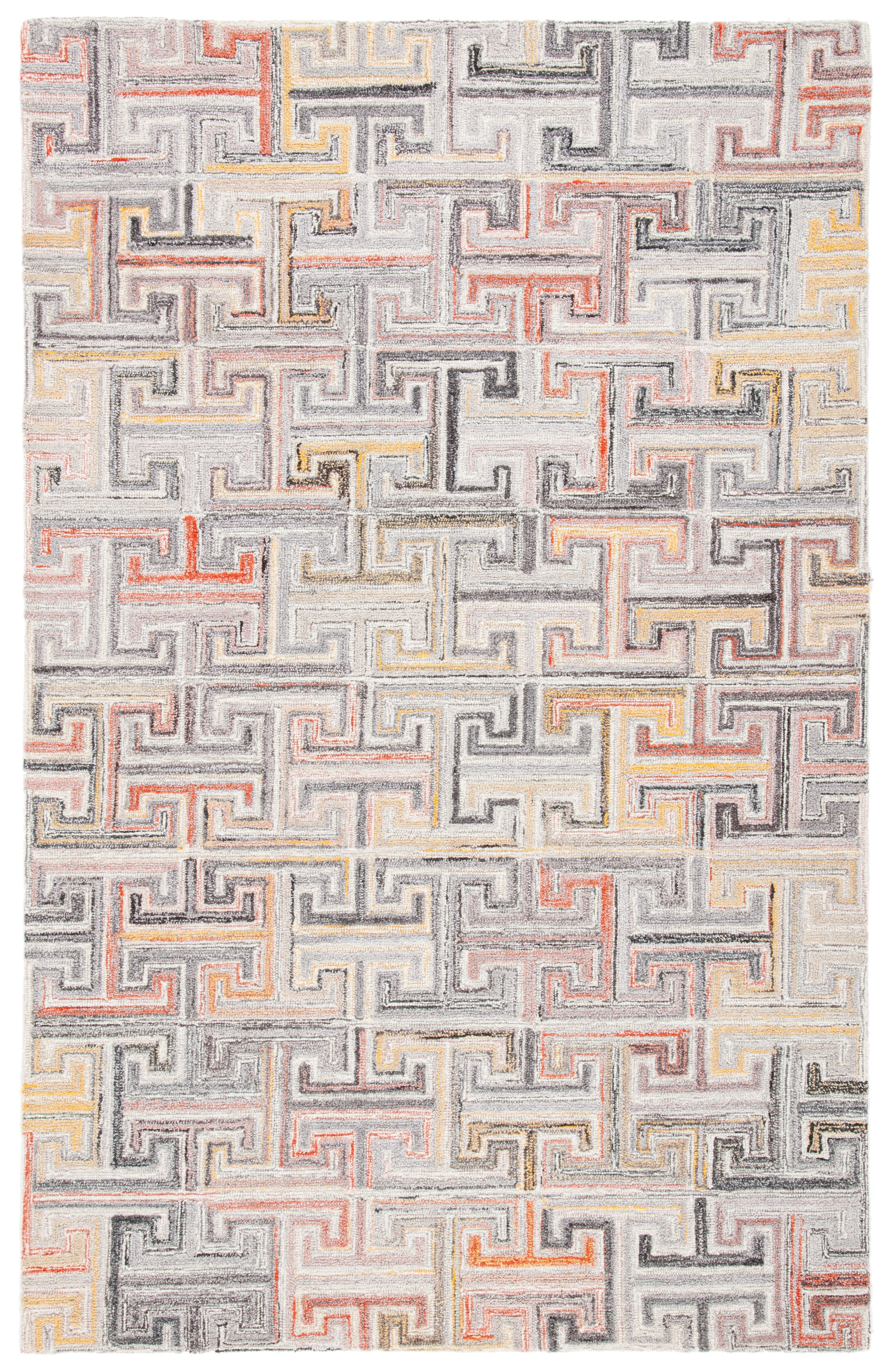 Metro Gray and Rust Hand-Tufted Wool Area Rug 4' x 6'