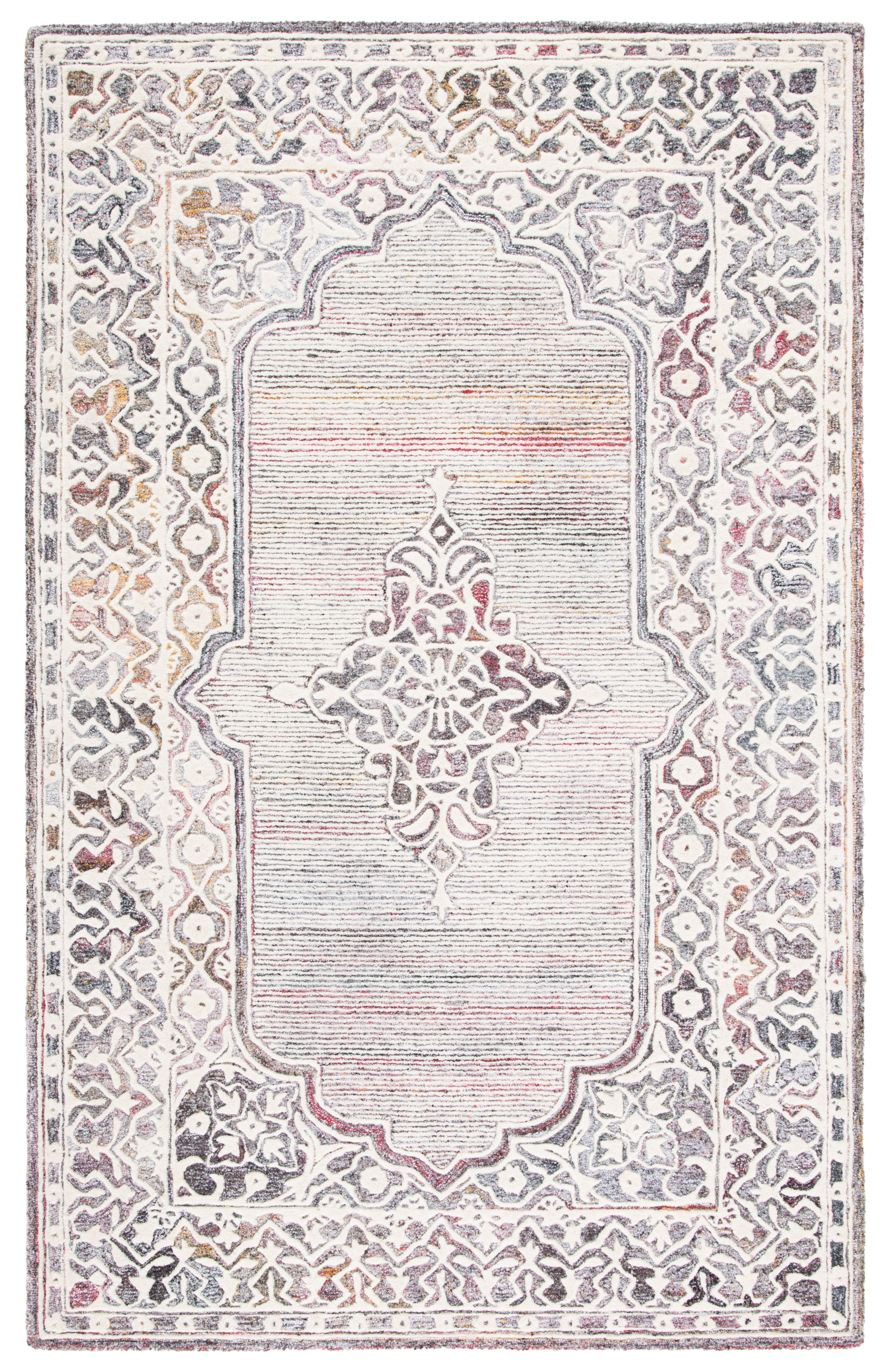 Handmade Red and Ivory Floral Wool Area Rug