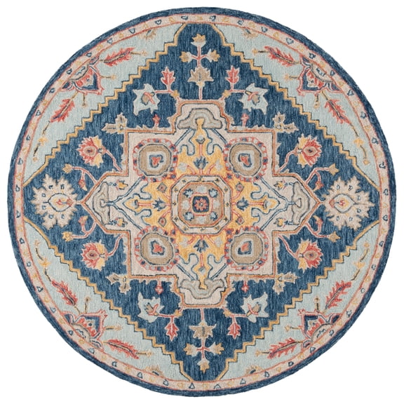 SAFAVIEH Metro Danica Medallion Area Rug, Navy/Beige, 6' x 6' Round