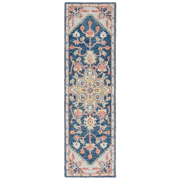 SAFAVIEH Metro Danica Medallion Runner Rug, Navy/Beige, 2'3" x 8'