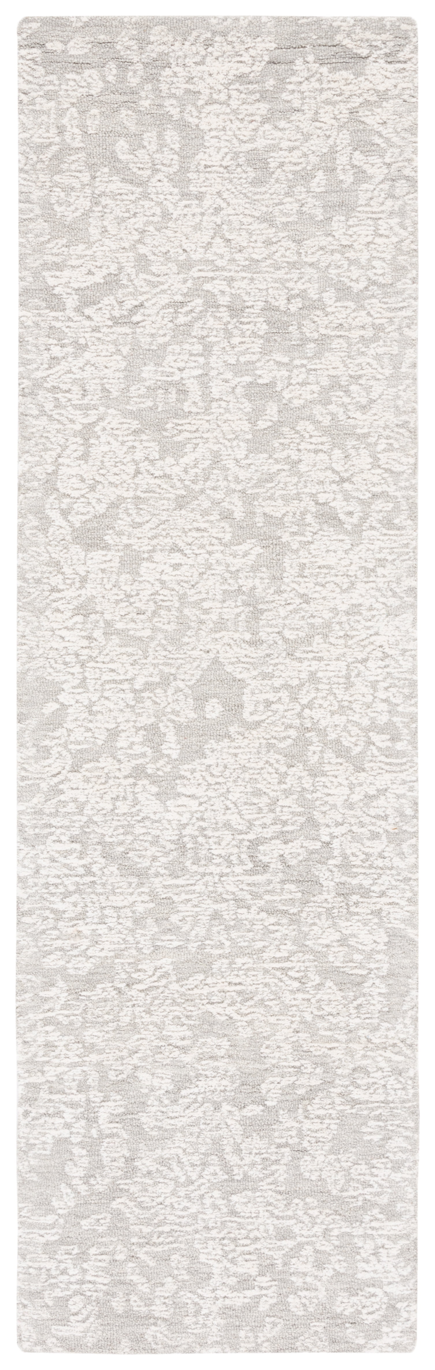 Light Gray Floral Hand-Tufted Wool Runner Rug