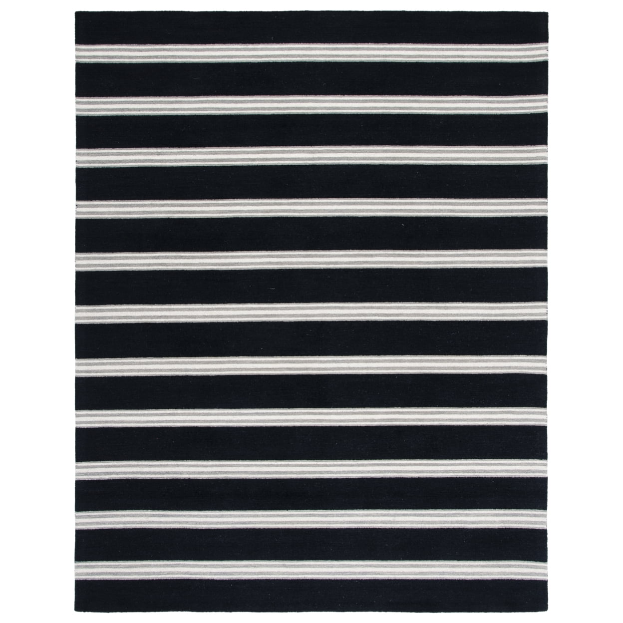 Elegant Metro Black Hand-Tufted Wool Rectangular Rug