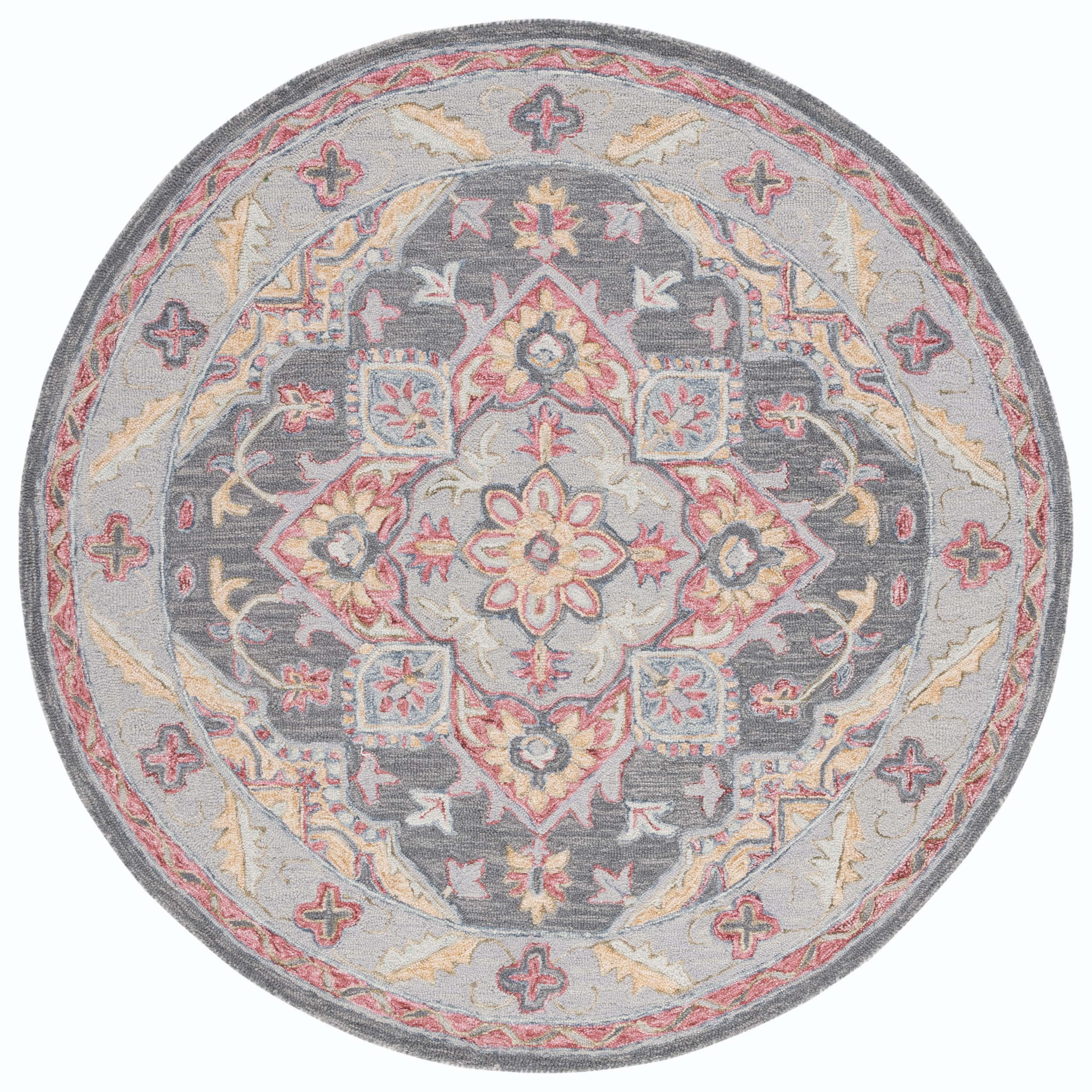 SAFAVIEH Metro David Medallion Area Rug, Grey/Rust, 6' x 6' Round