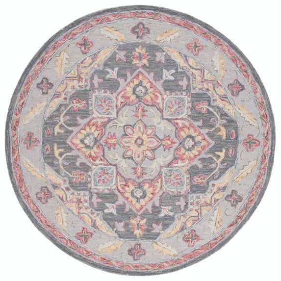 SAFAVIEH Metro David Medallion Area Rug, Grey/Rust, 6' x 6' Round