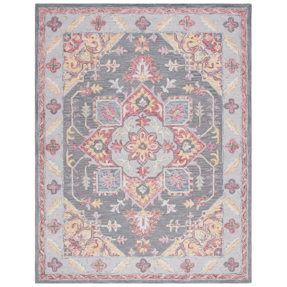 SAFAVIEH Metro David Medallion Area Rug, Grey/Rust, 8' x 10'