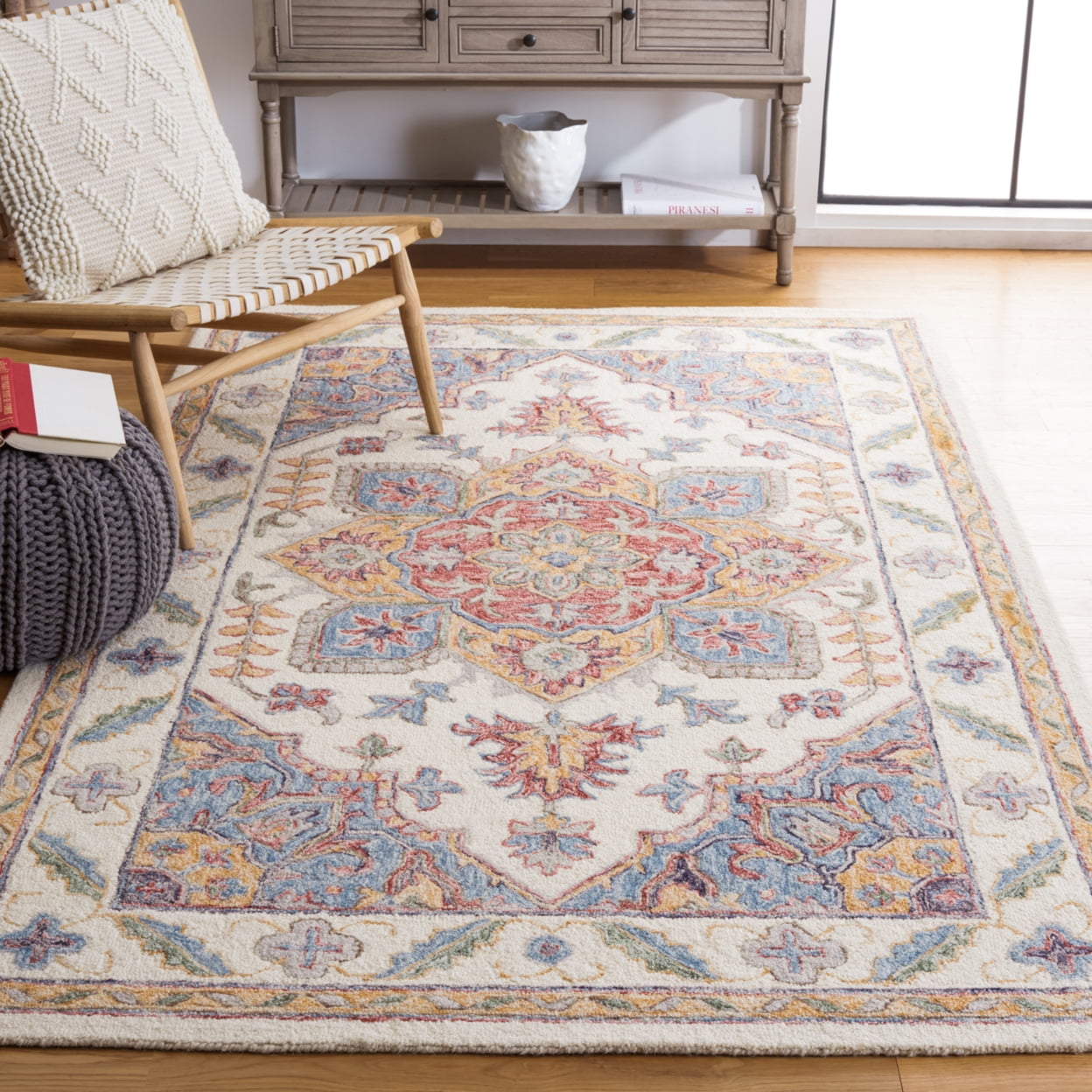 SAFAVIEH Metro David Medallion Area Rug, Ivory/Rust, 3' x 5'