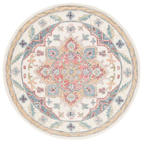 SAFAVIEH Metro David Medallion Area Rug, Ivory/Rust, 6' x 6' Round