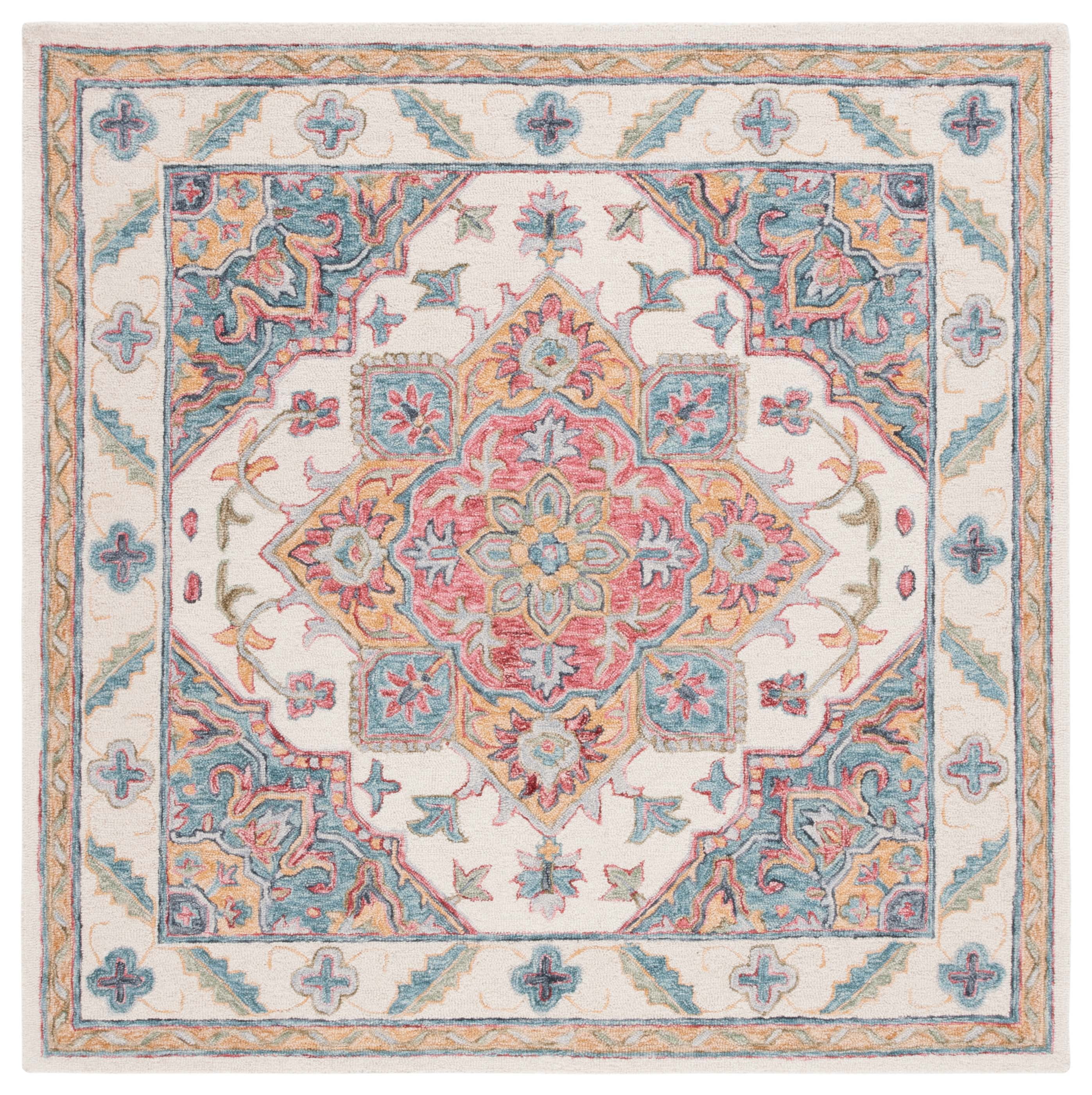 SAFAVIEH Metro David Medallion Area Rug, Ivory/Rust, 6' x 6' Square