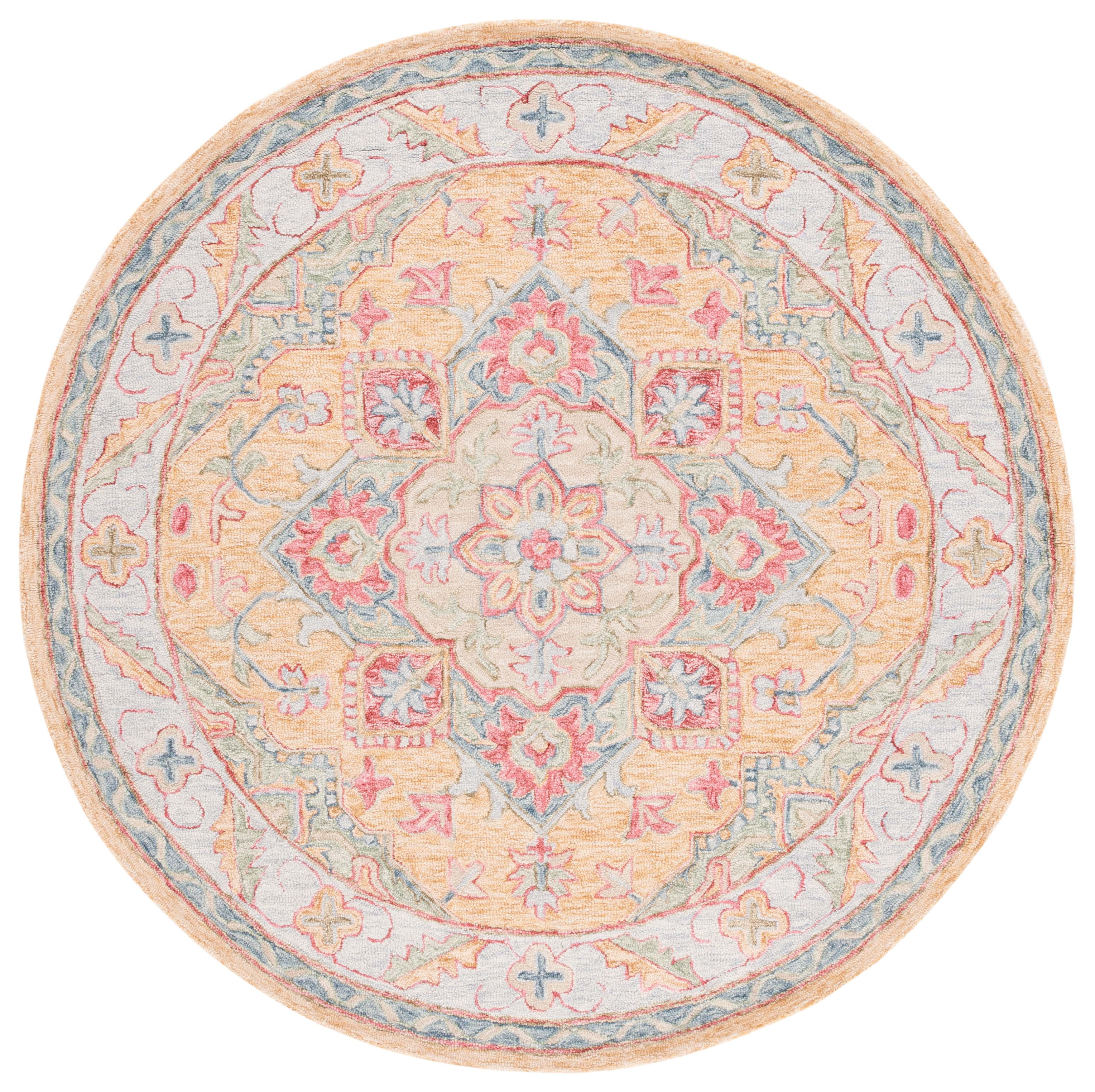 SAFAVIEH Metro David Medallion Area Rug, Yellow/Rust, 6' x 6' Round