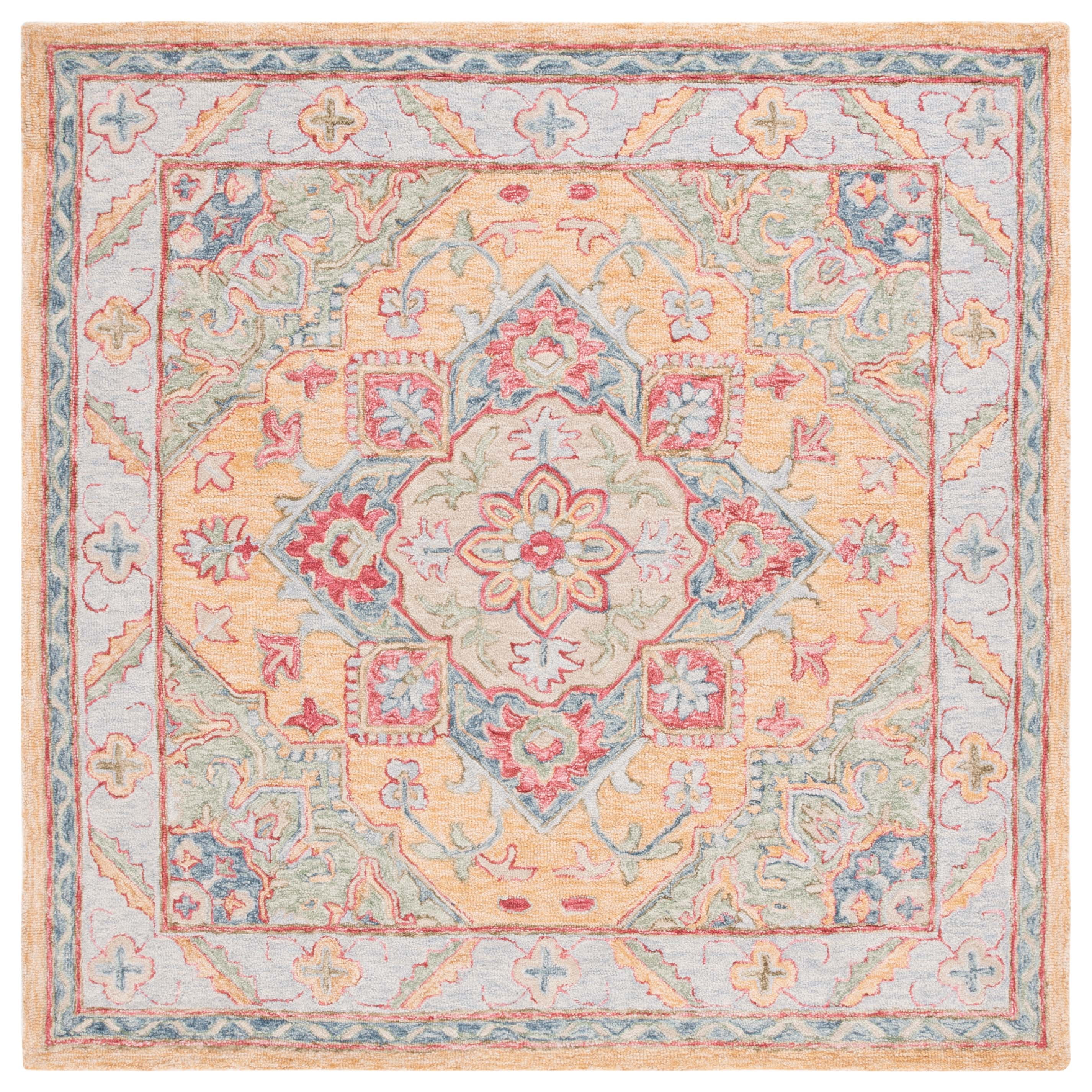 SAFAVIEH Metro David Medallion Area Rug, Yellow/Rust, 6' x 6' Square