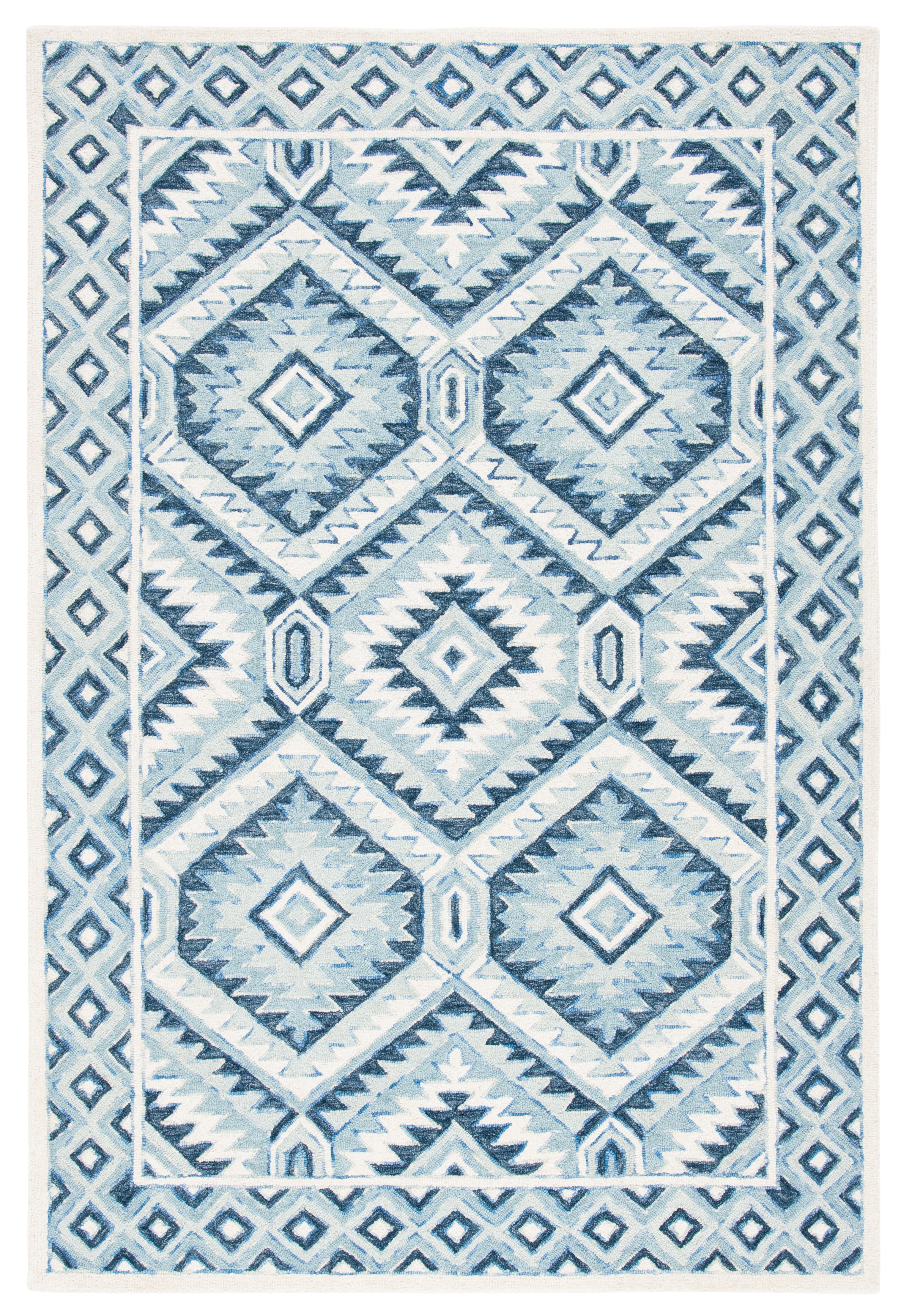 Hand-Tufted Classic Blue Wool Rectangular Area Rug