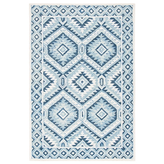 SAFAVIEH Metro Dederick Medallion Area Rug, Blue/Ivory, 4' x 6'