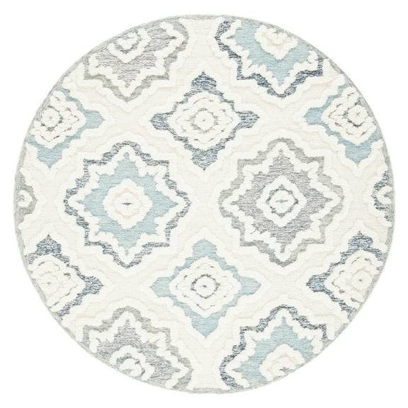 SAFAVIEH Metro Deena Medallion Area Rug, Ivory/Light Blue, 6' x 6' Round