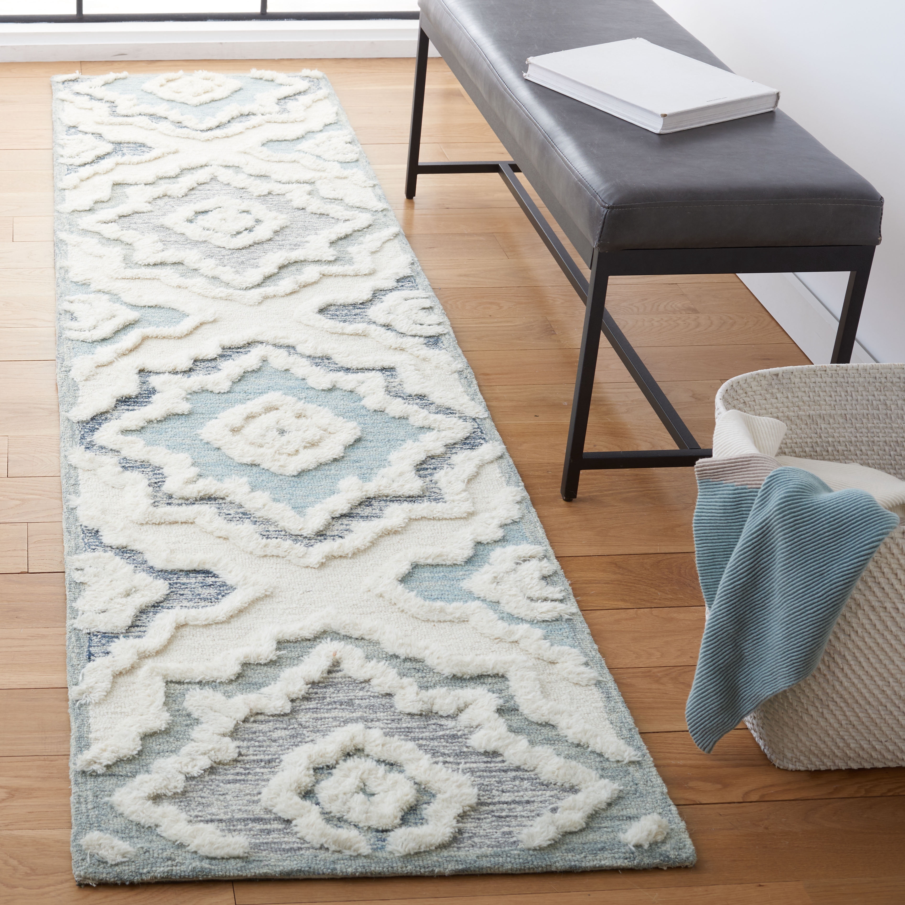 Safavieh Metro Deena Medallion Runner Rug, Ivory/Light Blue, 2'3" x 9'