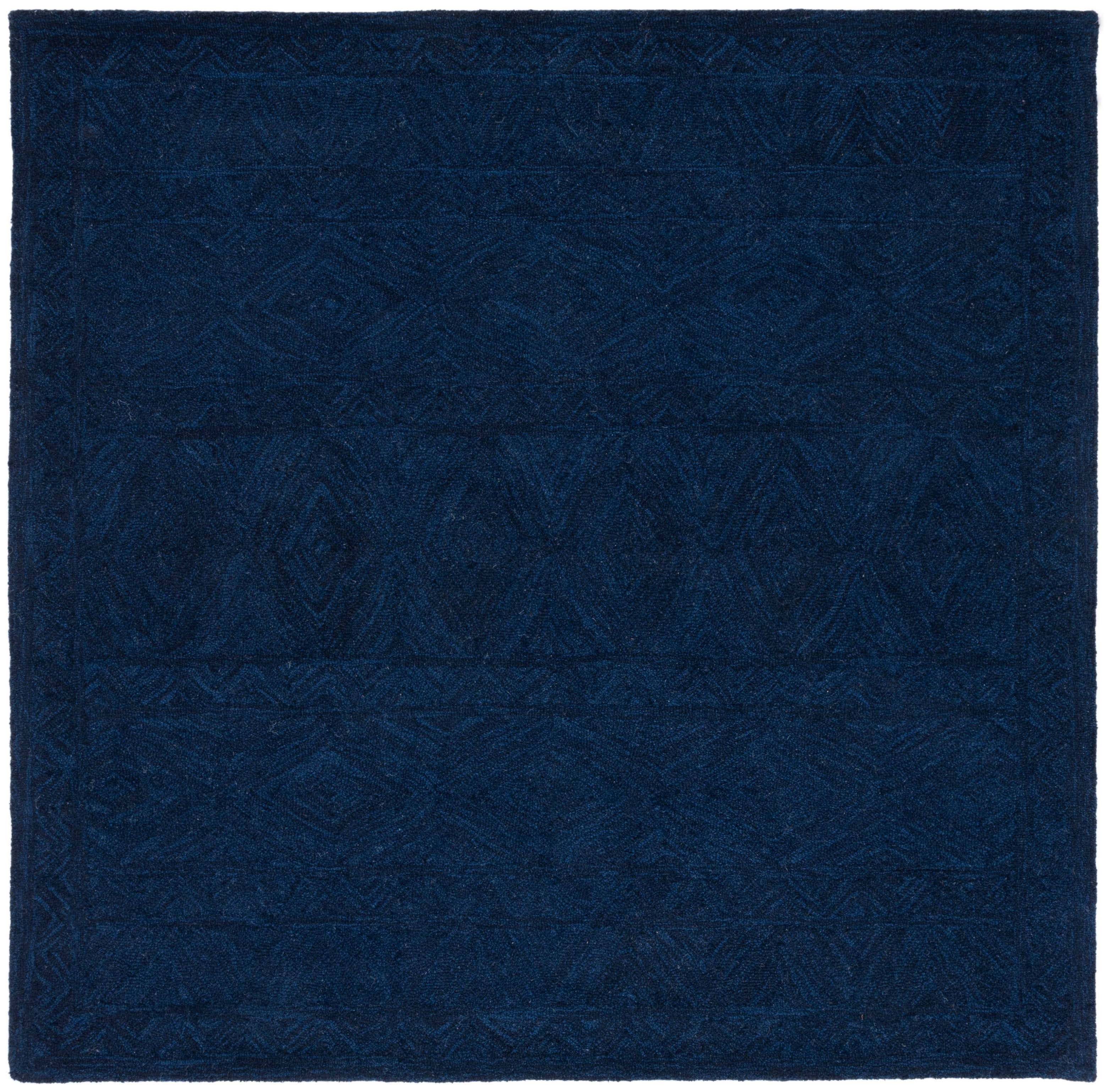 Hand-Tufted Elegance Square Wool Rug in Striking Blue - 6'