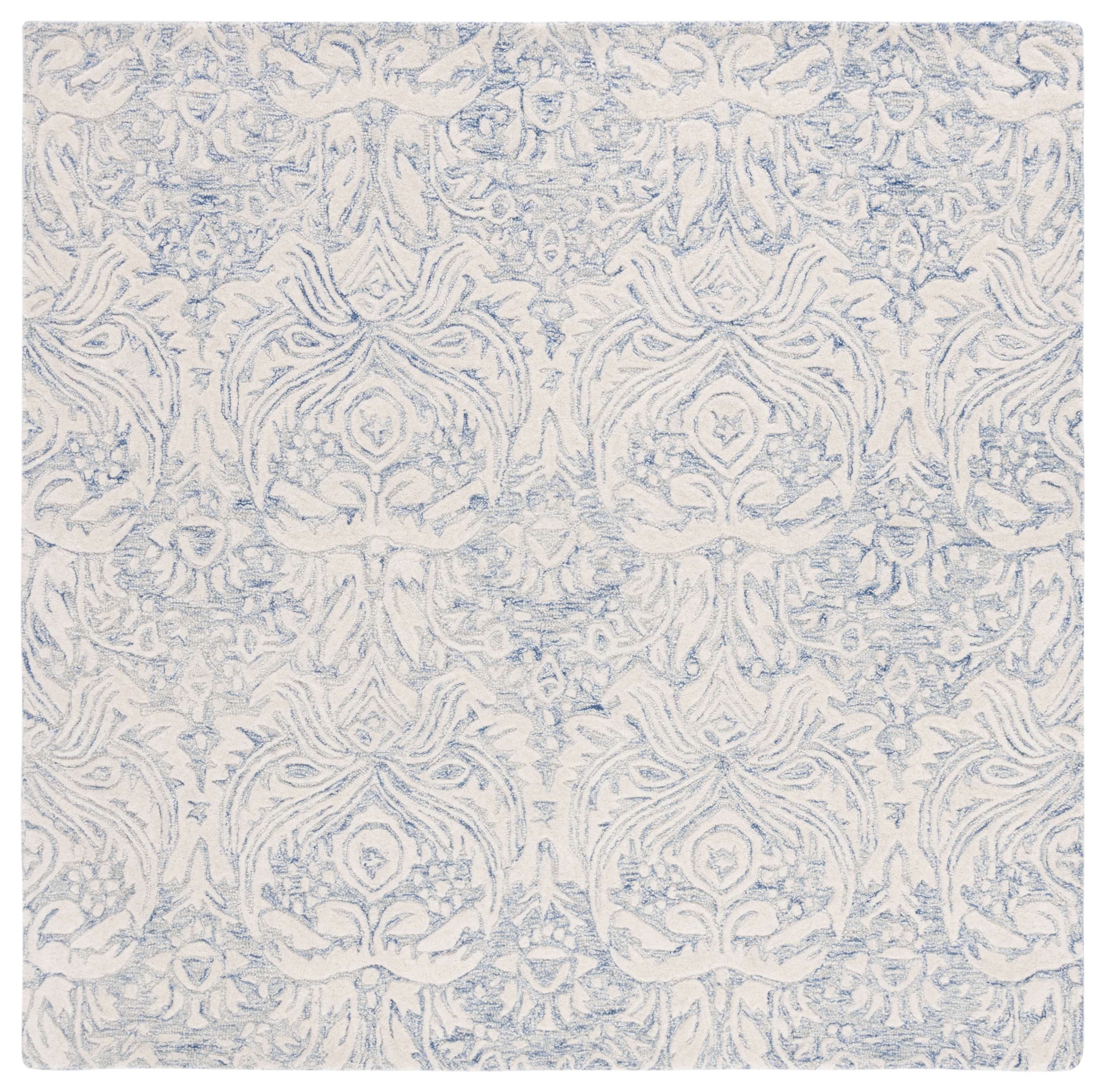 SAFAVIEH Metro Della Medallion Area Rug, Blue/Ivory, 6' x 6' Square