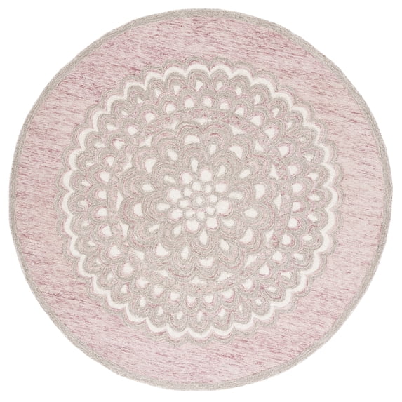 SAFAVIEH Metro Denholm Medallion Area Rug, Dark Pink/Ivory, 6' x 6' Round