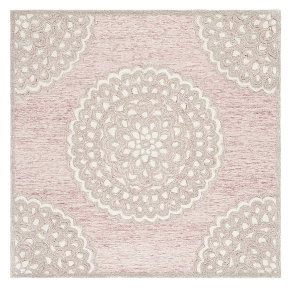 SAFAVIEH Metro Denholm Medallion Area Rug, Dark Pink/Ivory, 6' x 6' Square