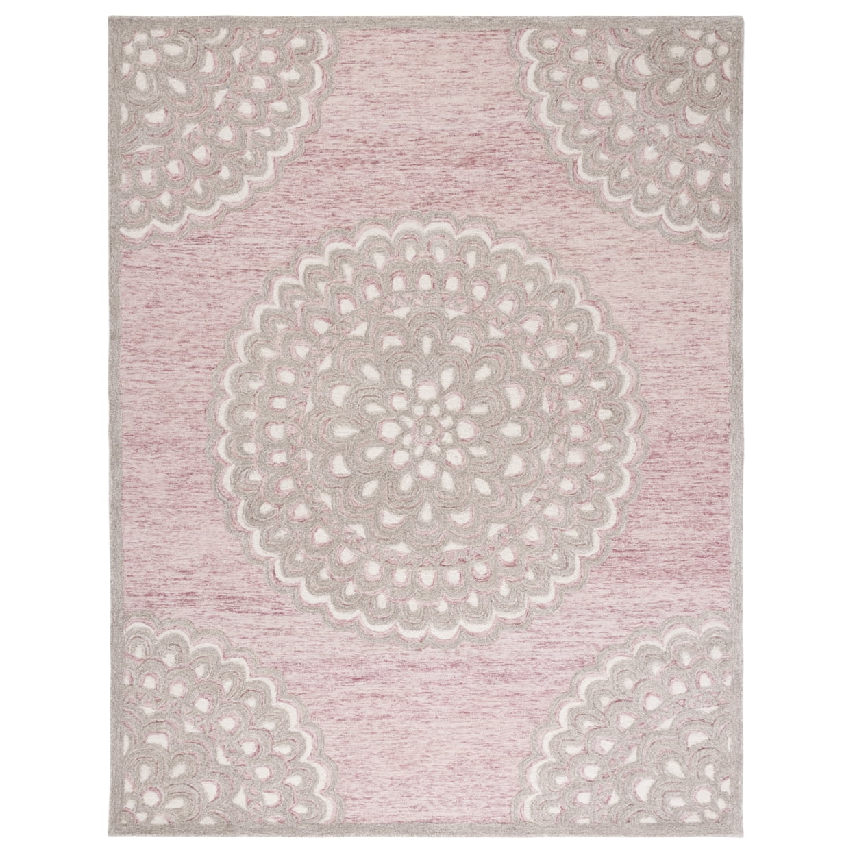 Elegant Ivory Floral Hand-Tufted Wool Area Rug, 8' x 10'