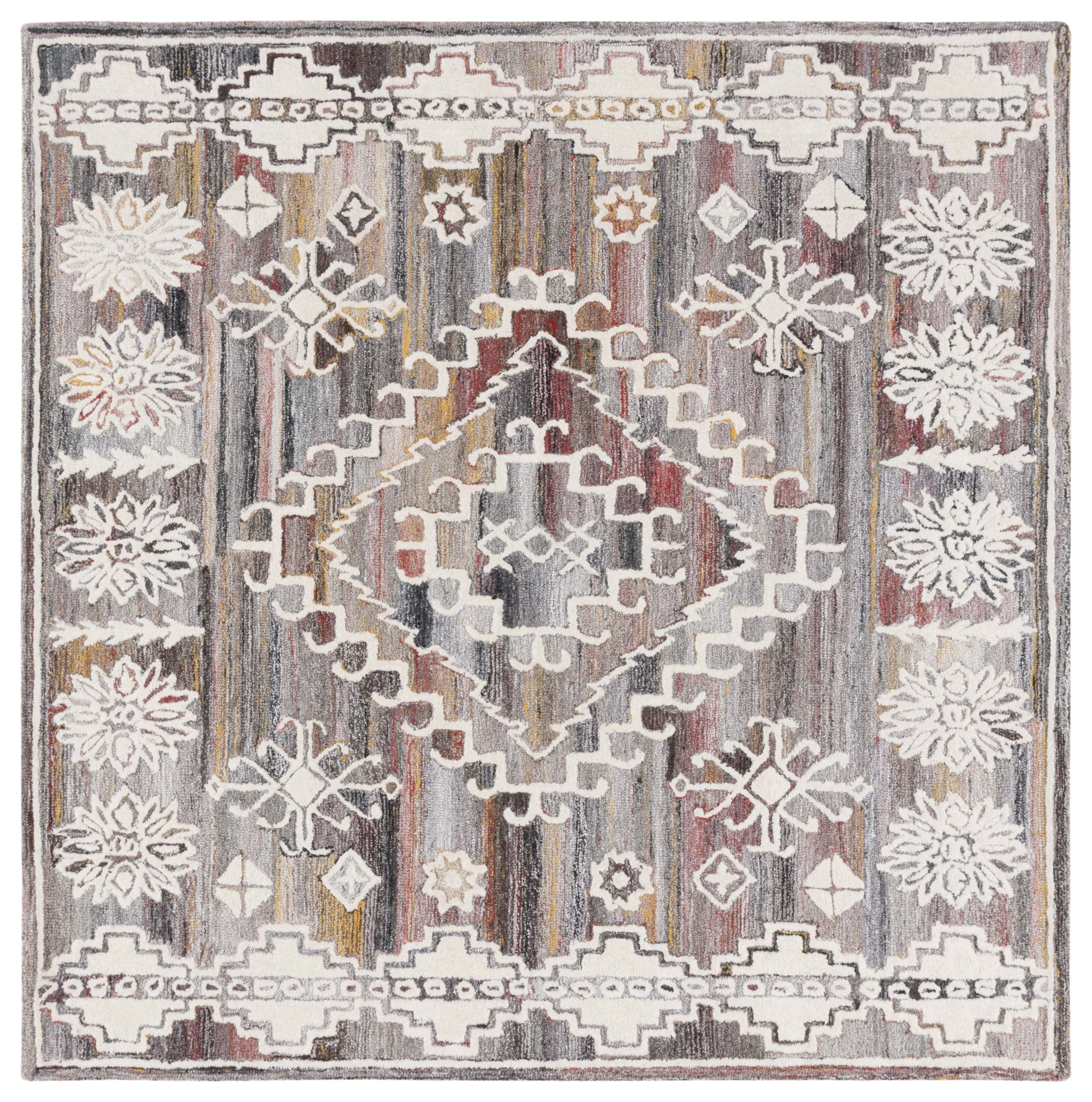 Ivory Elegance 6' Square Hand-Tufted Wool Area Rug