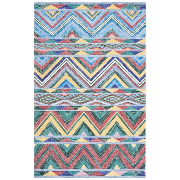 SAFAVIEH Metro Denzel Geometric Area Rug, Red/Blue, 4' x 6'