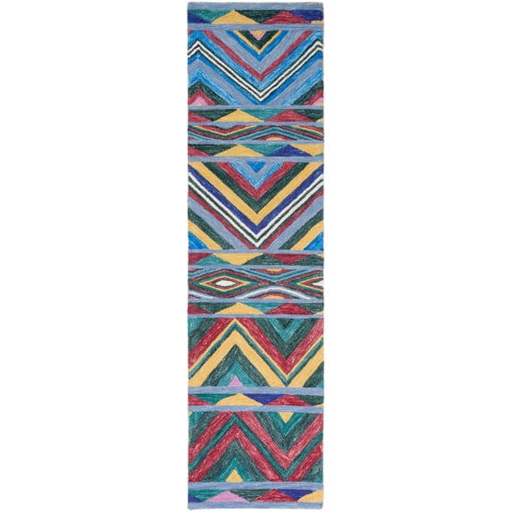 SAFAVIEH Metro Denzel Geometric Runner Rug, Red/Blue, 2'3" x 9'