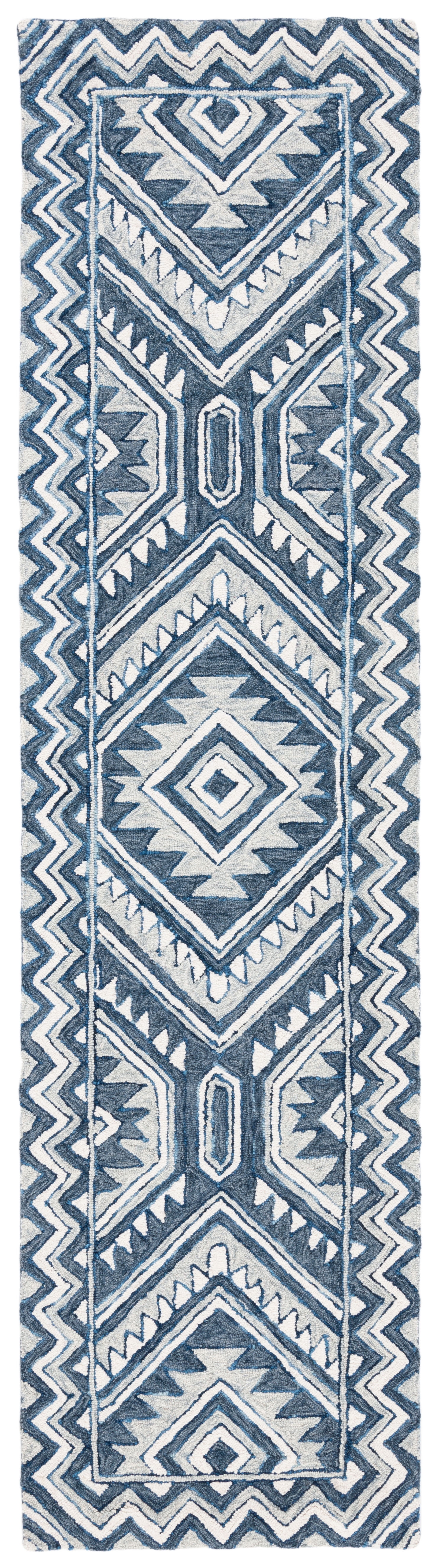 SAFAVIEH Metro Desi Medallion Runner Rug, Blue/Ivory, 2'3" x 9'