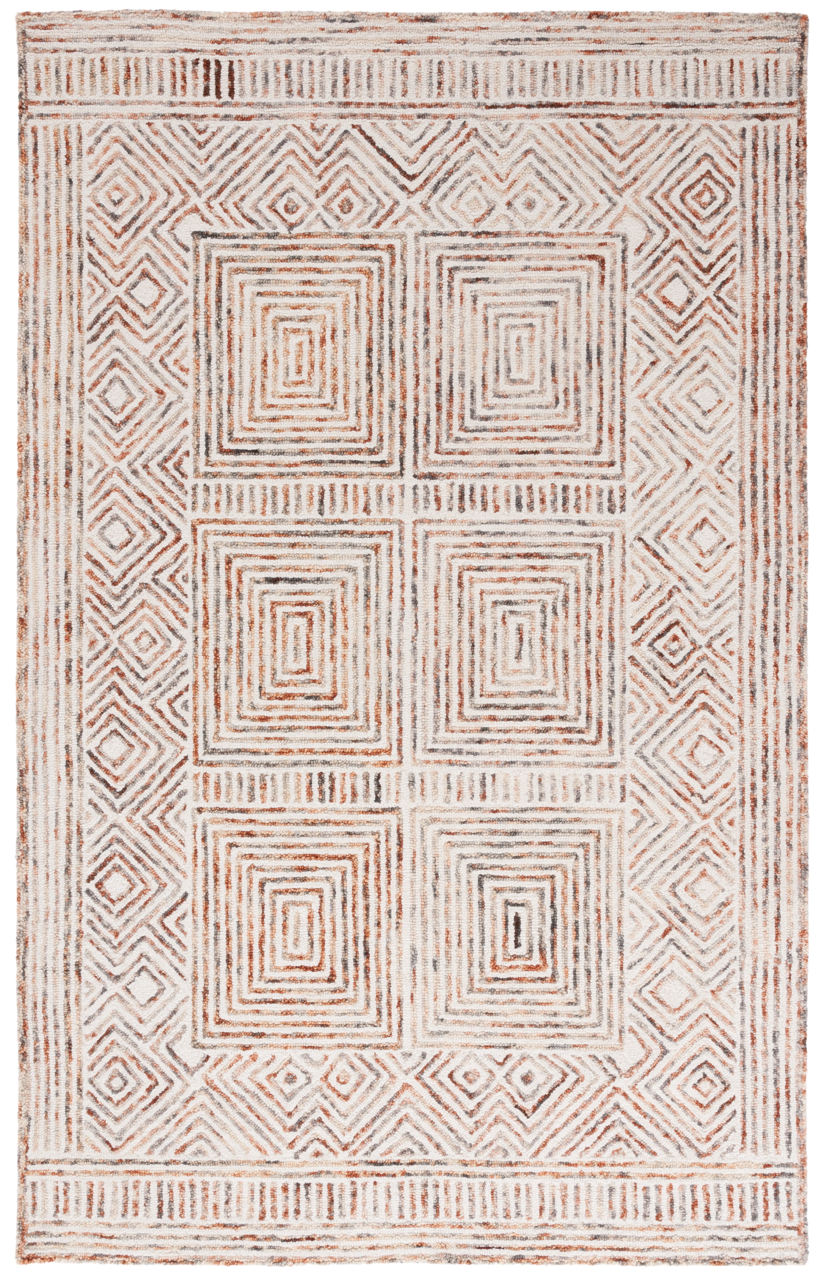SAFAVIEH Metro Dominic Geometric Area Rug, Ivory/Rust, 5' x 8'