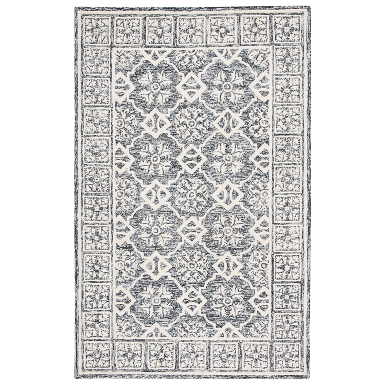 Hand-Tufted Vivid Black Wool 5' x 8' Rectangular Area Rug