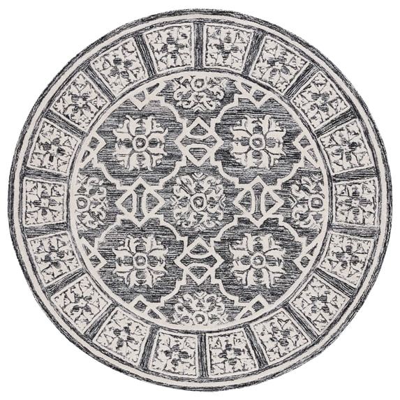 SAFAVIEH Metro Donella Medallion Area Rug, Black/Ivory, 6' x 6' Round