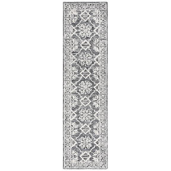 SAFAVIEH Metro Donella Medallion Runner Rug, Black/Ivory, 2'3" x 9'