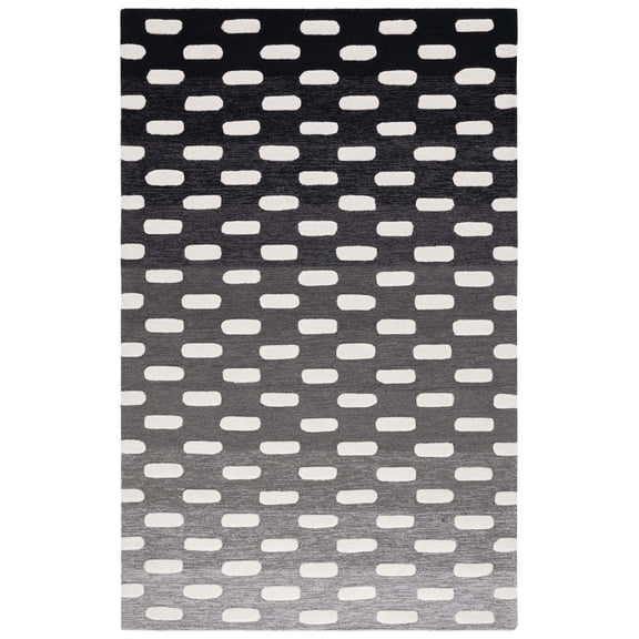 SAFAVIEH Metro Earnestine Geometric Striped Area Rug, Black/Ivory, 4' x 6'