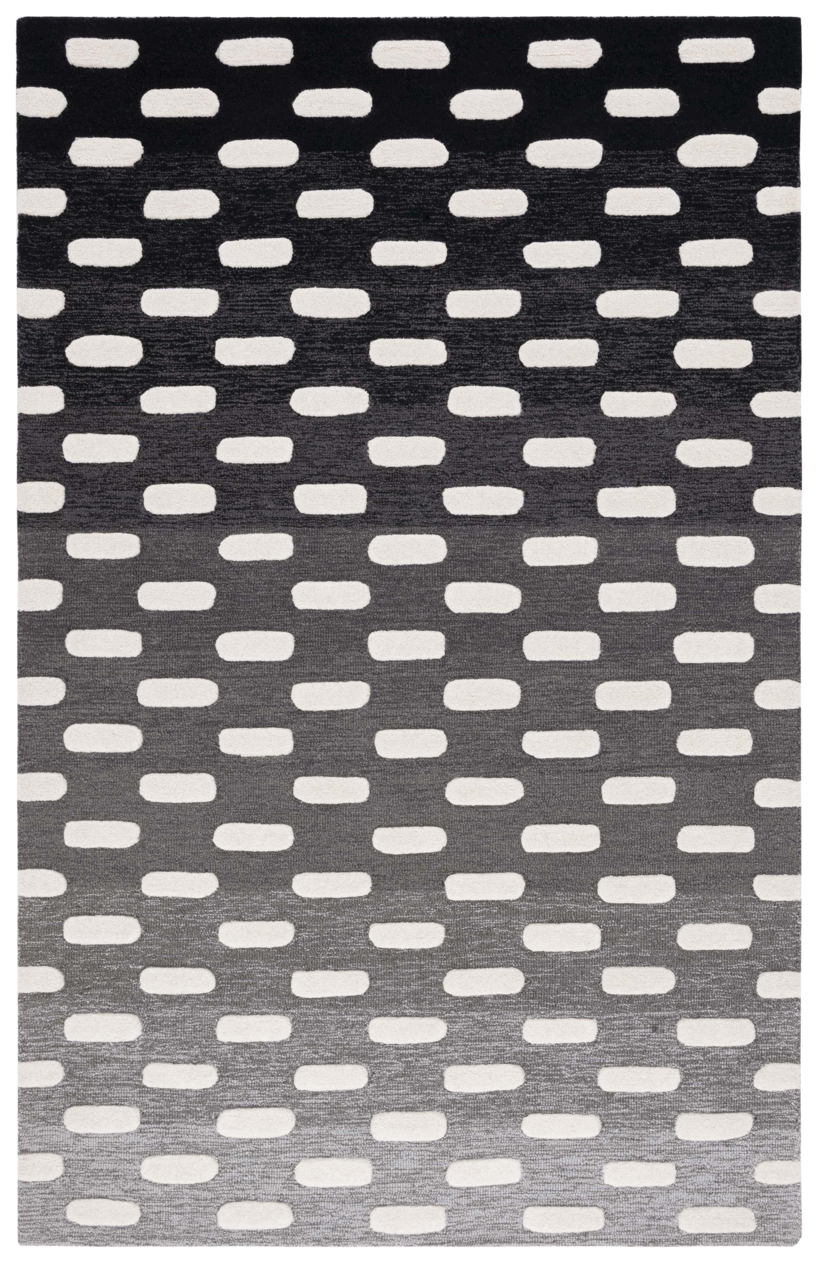SAFAVIEH Metro Earnestine Geometric Striped Area Rug, Black/Ivory, 8' x 10'