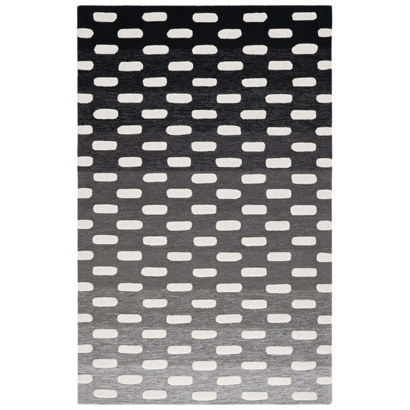 SAFAVIEH Metro Earnestine Geometric Striped Area Rug, Black/Ivory, 8' x 10'