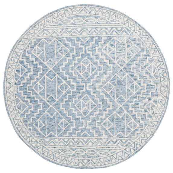 SAFAVIEH Metro Edden Medallion Area Rug, Blue/Ivory, 6' x 6' Round