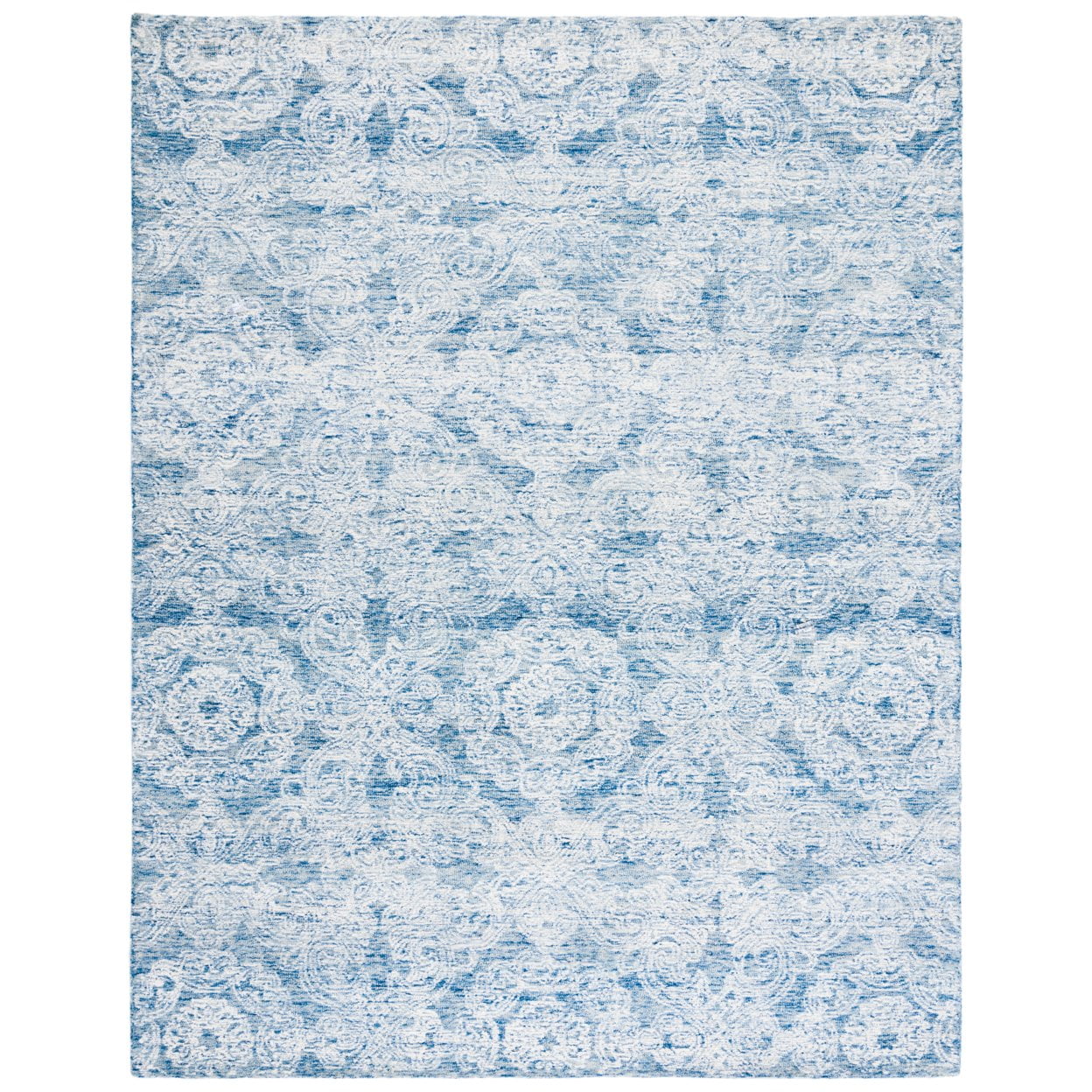 Blue and Ivory 6' x 9' Hand-Tufted Wool Area Rug