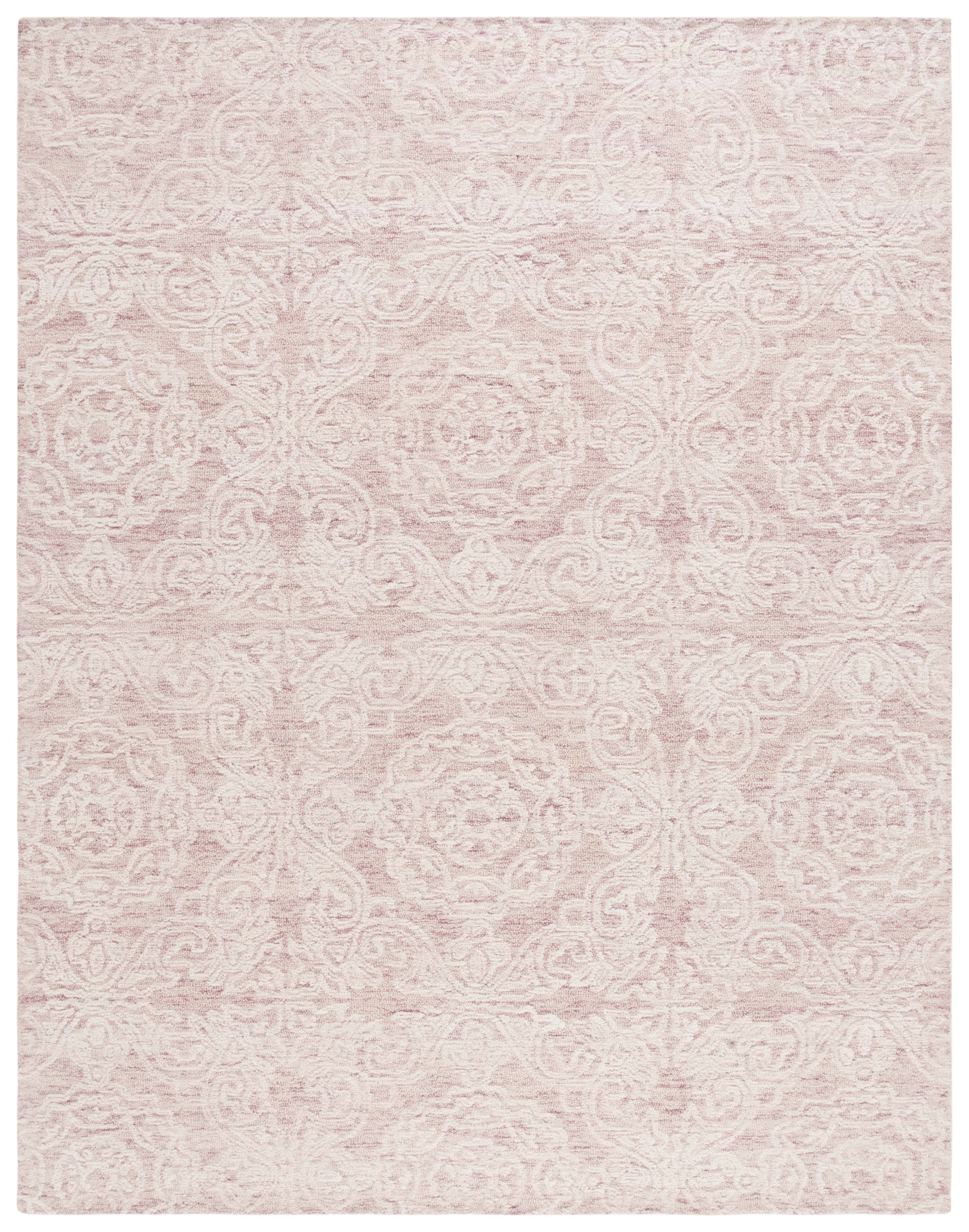 Ivory and Pink Hand-Tufted Wool 8' x 10' Area Rug