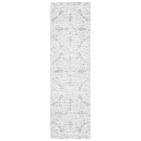 SAFAVIEH Metro Elmer Medallion Runner Rug, Light Grey/Ivory, 2'3" x 8'