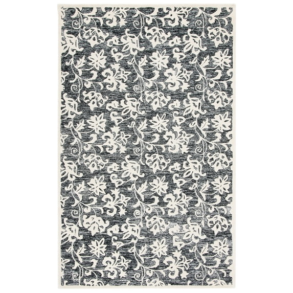 SAFAVIEH Metro Elvina Floral Area Rug, Black/Ivory, 4' x 6'