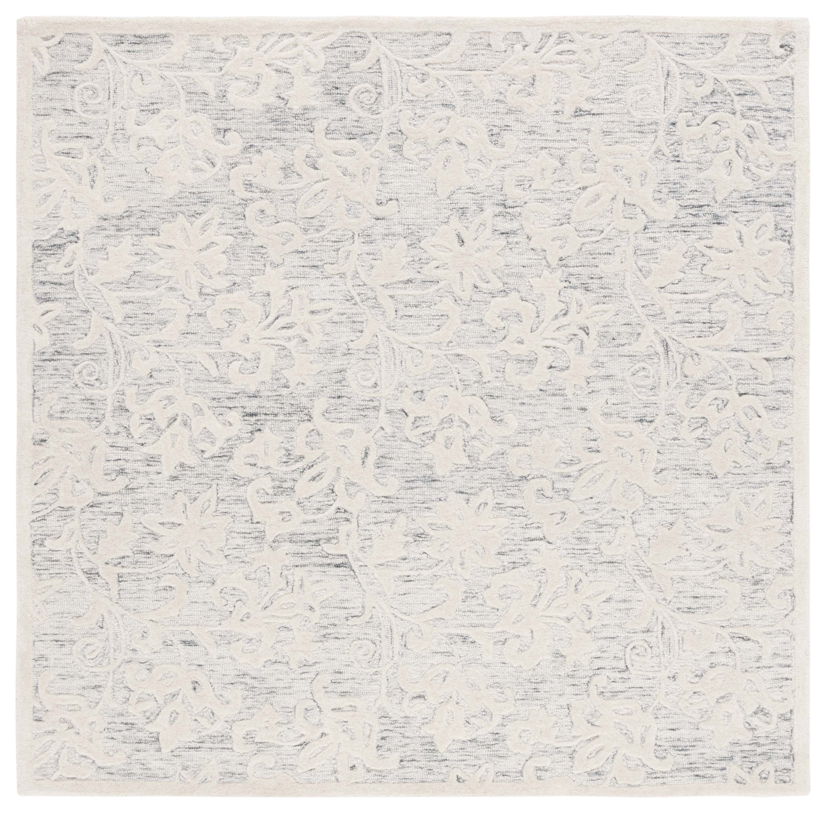 Elegant Gray Square Hand-Tufted Wool Area Rug - 6' Size