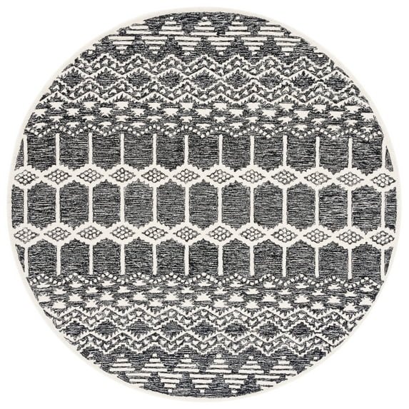 SAFAVIEH Metro Emelly Southwestern Area Rug, Black/Ivory, 6' x 6' Round