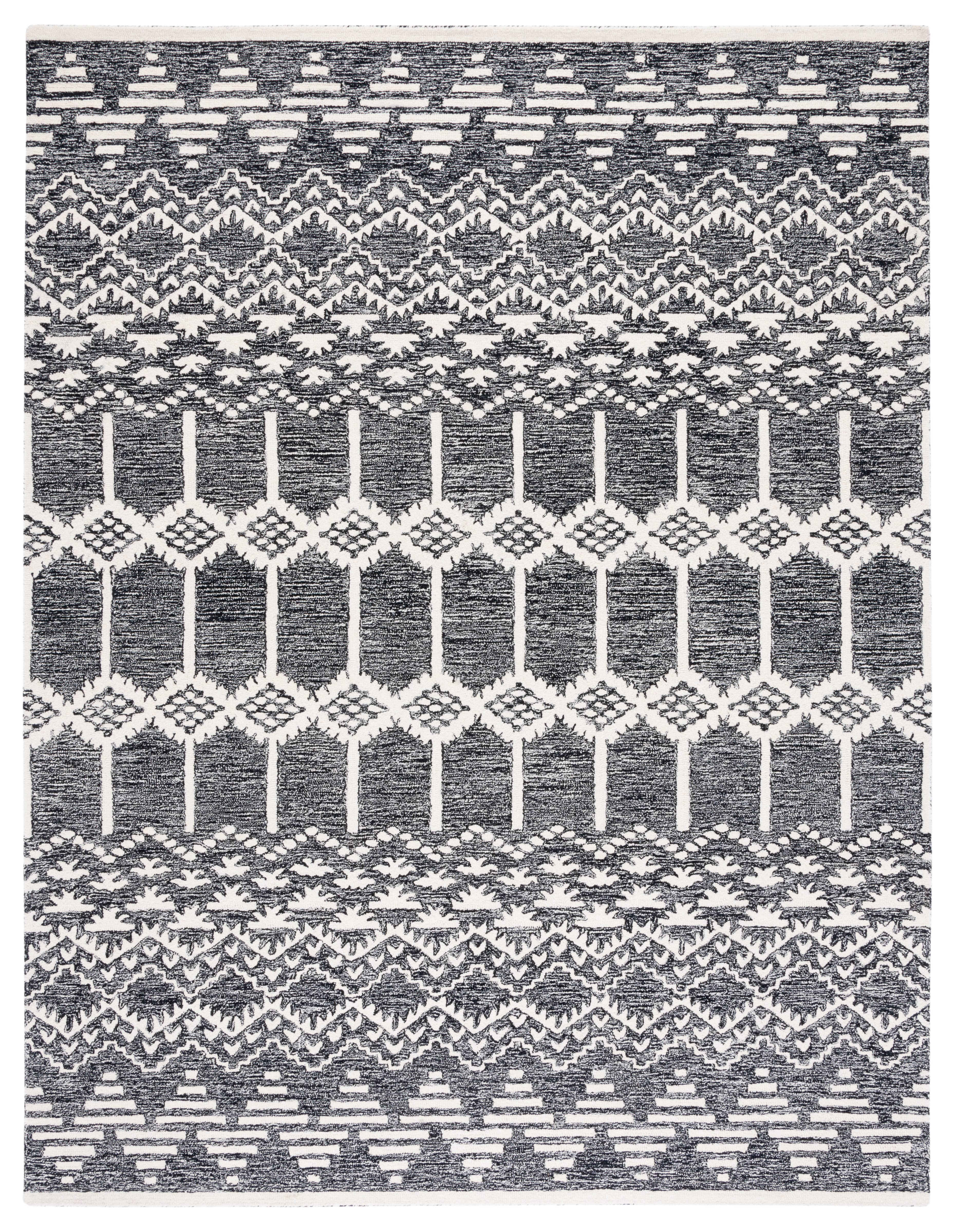 Elegant Noir Hand-Tufted Wool Area Rug - 8' x 10'