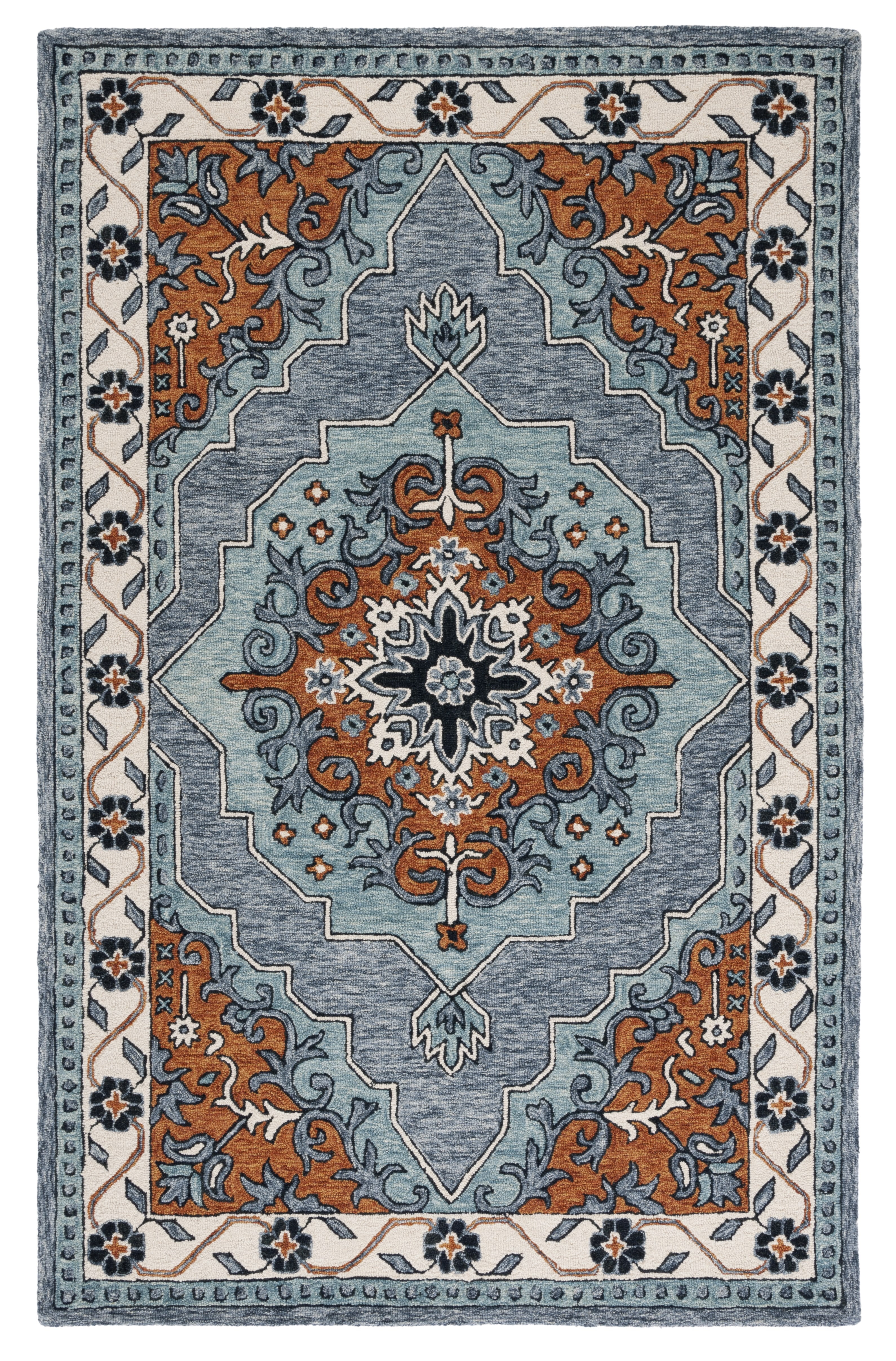 SAFAVIEH Metro Emmeline Medallion Area Rug, Blue/Ivory, 4' x 6'