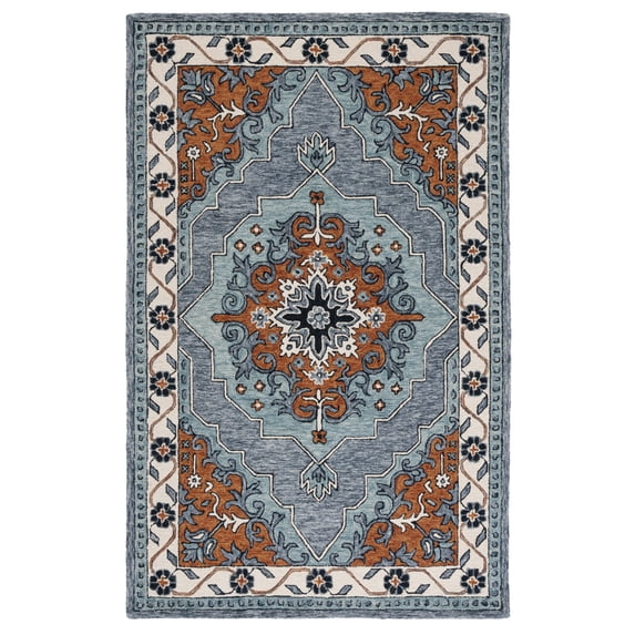 SAFAVIEH Metro Emmeline Medallion Area Rug, Blue/Ivory, 5' x 8'