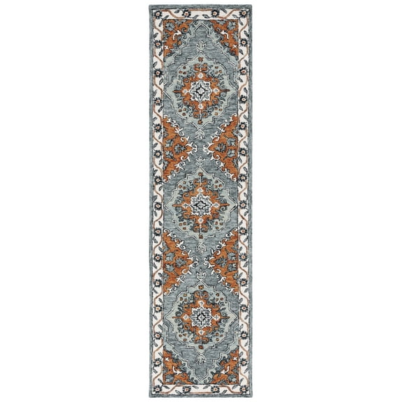 SAFAVIEH Metro Emmeline Medallion Runner Rug, Blue/Ivory, 2'3" x 9'