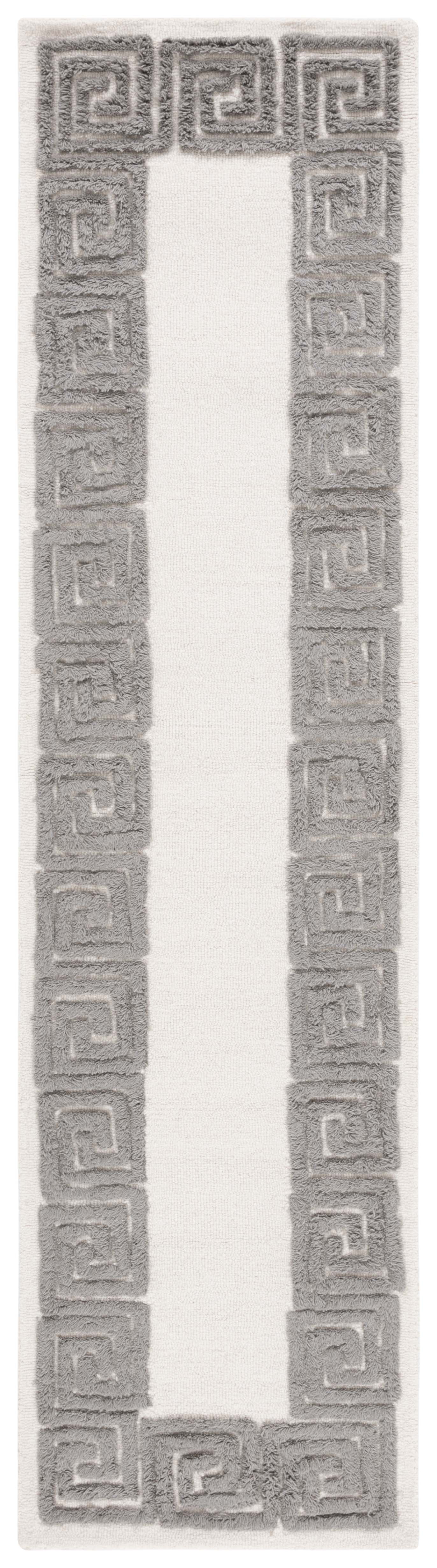 SAFAVIEH Metro Ethelred Bordered Runner Rug, Ivory/Grey, 2'3" x 9'